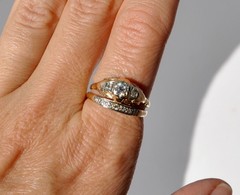 Antique Old 14k Solid Gold Natural Mine Cut Diamond Ring Band – Wedding Set 7.25
