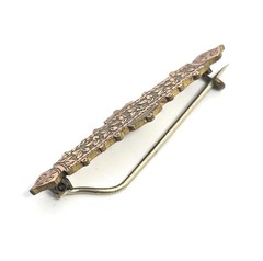French Byzantine Ivy leaf yellow gold filled bar pin antique Victorian brooch