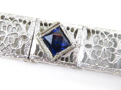 Antique 1920’s Diamond Filigree Bracelet Platinum 14KW 8″x 3.04″ EGL USA 11.8Gms