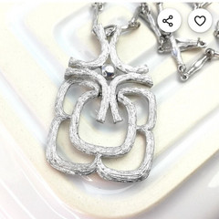 VINTAGE SIGNED AVON SILVERTONE ARTICULATED PENDANT BAR LINK CHAIN NECKLACE 24”