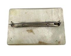 Winter Ski Themed Vintage Mother of Pearl Pin Brooch Germany Carved Shell
