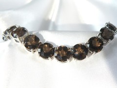 Sterling Silver 925 Natural 8mm Smoky Quartz Large Gemstone Tennis Bracelet 7.5″
