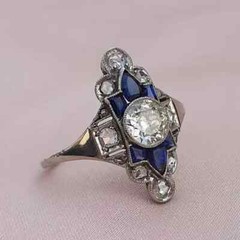 3Ct Art Deco Style Lab Created Diamond Engagement Wedding 14K White Gold FN Ring