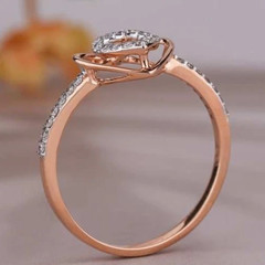 10K Rose Gold FN Round Cut 0.20TCW White Moissanite Heart Design Women’s Ring