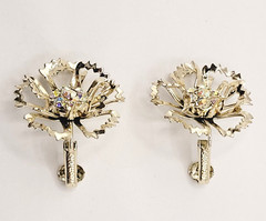 Sarah Coventry Allusions AB Crystal Gold Tone 1968 Clip On Earrings & Brooch Set
