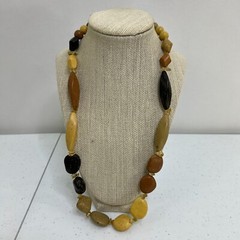 Roxsann Necklace Beaded Brown Beige Ethnic Boho Tribal Chunky Vintage 80s