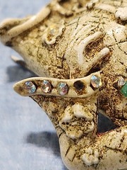 Rare Brooch 3″ Rhinestone Laughing Smiling Budda Asian Pin Brooch Signed HAR