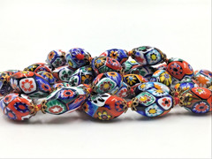 Vintage Murano Knotted Millefiori Venetian Glass Bead Necklace Barrel Clasp