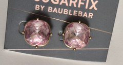 SUGARFIX BY BAUBLEBAR Earrings SOFT PINK CUT STONE Gold Tone Setting NWT