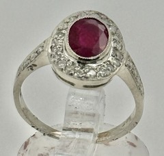 Estate Platinum 1.35 Cttw DIAMOND & RUBY Ring,Sz 6.25, 5.3g approximately