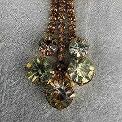 Vintage Juliana Rhinestone Brooch Clip On Earrings Set Gold Tone Brown READ