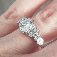 Antique Art Deco Round Cut Lab Created Diamond Womens Engagement 925 Silver Ring
