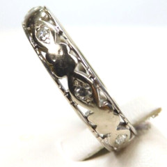 Antique 1920’s Diamond Wedding Eternity Band 14KW Ring Size 8.75 UK-R EGL USA