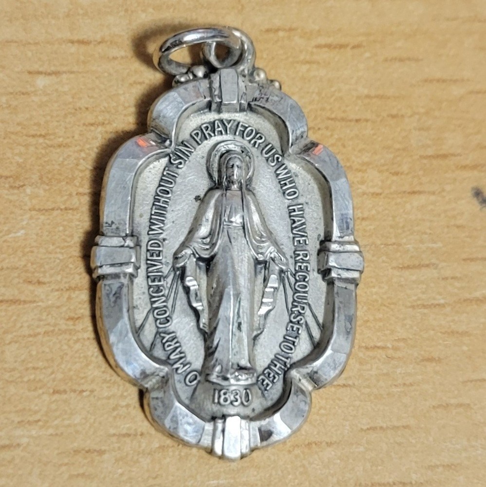 Vintage Sterling Silver Mary 1830 Charm