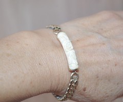 Vintage 1/20 10K GF Carved Flower Coral Stretchable Flexible Bangle Bracelet
