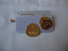 VINTAGE SAMUEL HUANG DESIGNER CLOISONNE RETRO ABSTRACT PURPLE ENAMEL EARRINGS