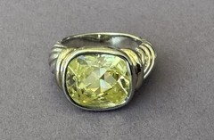 Old Vintage Unbranded 925 Sterling Silver Sparkling CZ or Art Glass Size 6 Ring