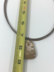 Polished Rock Stone Leather Choker Necklace Triple Strand Brown Beige Neutrals