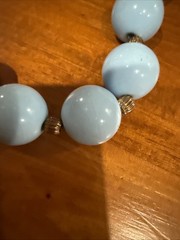 Vintage Baby Blue Plastic Beaded Necklace And Earring Set Japan ‘60s