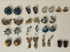 14 Pairs Vintage Clip On & Screw Back Earrings ~ Ralph Lauren Half Hoops