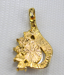 Vintage Gold Tone Large Faux Pearl Teardrop Pendant With Rhinestones 1.5″