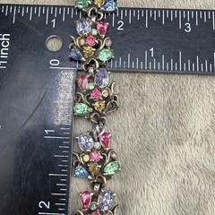 Vintage Hollycraft Rhinestone Bracelet Fruit Salad Silver Tone 7”