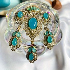 Antique Women’s Resin Gemstone Brooch Pin Anti glare Cheongsam Dress Corsage