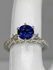 3.00Ct Round Sapphire &Lab Created Diamond 14K White Gold FN Engagement Ring