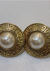 Vintage Givenchy Faux Pearl Clip-On Earrings | Gold Tone | 80s 90s Designer