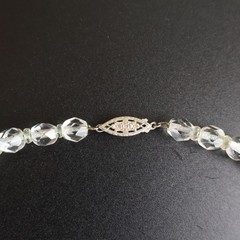 Vintage Graduated Faceted Clear Crystal Bead Necklace Filigree Clasp 18 Inch