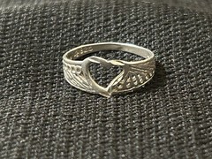 Vintage 925 Sterling Silver Ring Open Heart With Filigree Band Design Size 7