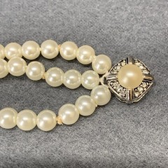vintage Franklin Mint Jackie Kennedy Three Strand Glass Pearl Bracelet COA