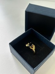 Vintage Black Cubic Zirconia Ring Gold Plated Womens Size 6.5