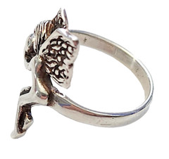 RING Vtg FAIRY ANGEL 925 Sterling Silver w Crystal Ball Size 7 US 3.6 gram
