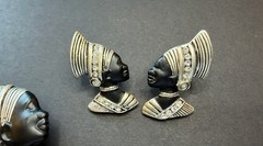 Vintage Egyptian Revival Nubian Queen Brooch & Earrings Set Askew London Style
