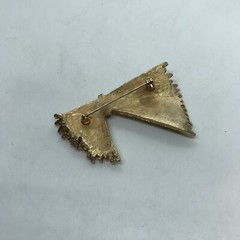 Vintage Estate Bow Pin Brooch Rhinestone Textured Gold Tone decco inspired