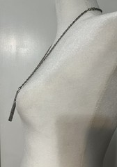 Brutalist Cross Necklace Large Rustic Pendant Wood Look Silver Tone Christian