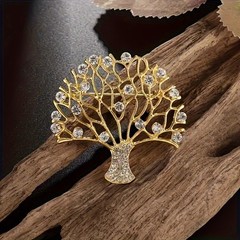 Fashion Tree of Life Brooch Pin with Rhinestone Elegant Alloy Wedding Party Gift
