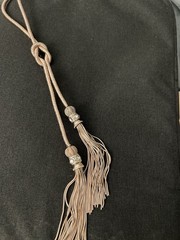 New/Tag 24” Y Necklace of Rose Gold Tone Metallic Corded with Fine Metal Tassel