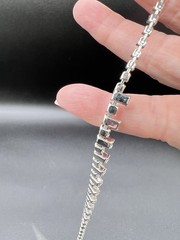 Vintage Baguette & Round Faceted Rhinestone Necklace 16″