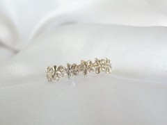 Vintage Hawaiian Sterling Silver Plumeria Eternity Band Ring Size 10