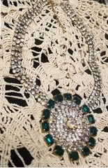 Bijoux M.G. Czech Republic 1940-1950 Antique Necklace,16″, 3″Crystal Medallion