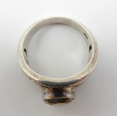 VINTAGE CITRINE STERLING SILVER SETTING HIPPY ART FASHION RING ~ SIZE: 8