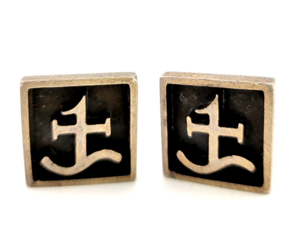 Vintage Stephen Austin Cattle Brand Screw Back Earrings STERLING 11.75g