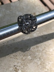 ✨🌺🌹VINTAGE 925 Sterling Silver MARCASITE Large ROSE Floral STATEMENT Ring WOW