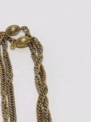 VTG Freirich Gold Tone Chain Necklace With Stationed Oval Metal Beads 54″. FLAW