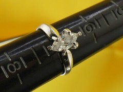10mm Marquise Cut White Glass Prong Setting on 925 Sterling Vintage Ring Size 7