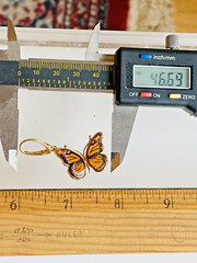 14K Gold Filled Butterfly Genuine Baltic Amber Earrings Vintage Butterscotch 925