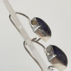 Sterling Amethyst Gemstone Square Cabochon Kidney Wire Vtg earrings 925 Nepal