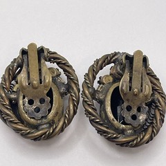 Earrings Vintage Ornate Black Glass Metal Onyx Style Jewelry Clip On